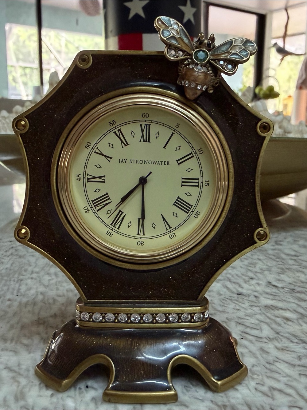 Jay Strongwater Dumont Bee Octagonal Enamel Clock - Works